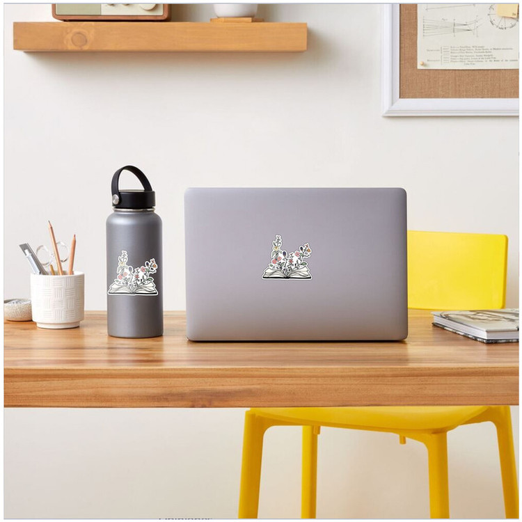 استیکر لپ تاپ طرح گل و کتاب کد L-124 بسته 2 عددی